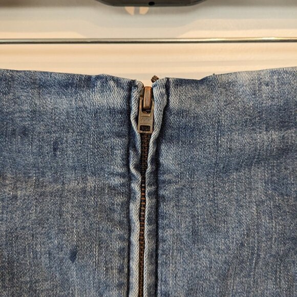 Free People Modern Femme Denim Mini Skirt Color Block Two-Tone A-Line Womens 8 - Picture 8 of 15
